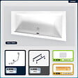 BESCO - Baignoire asymétrique - 160 x 90 cm - Droite - sans Habillage - avec Pieds - Repose-tête - Étagère bambou - Vidage Chrome - INTIMA - vignette