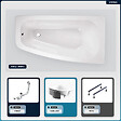 BESCO - Baignoire asymétrique - 150 x 80 cm - Droite - avec Habillage - Pieds - Vidage Chrome - LUNA - vignette