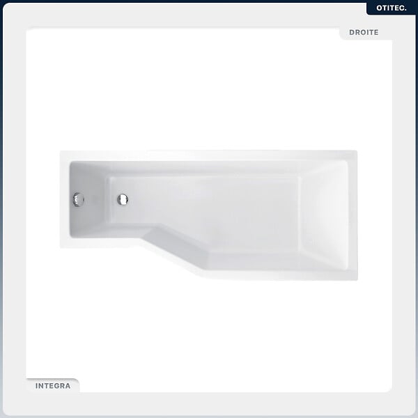 BESCO - Baignoire asymétrique - 170 x 75 cm - Droite - sans Habillage - avec Pieds - Vidage Chrome - INTEGRA - large