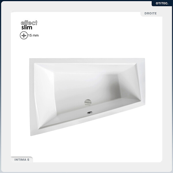 BESCO - Baignoire asymétrique - 180 x 125 cm - Gauche - sans Habillage - avec Pieds - Vidage Chrome - INTIMA DUO SLIM - large