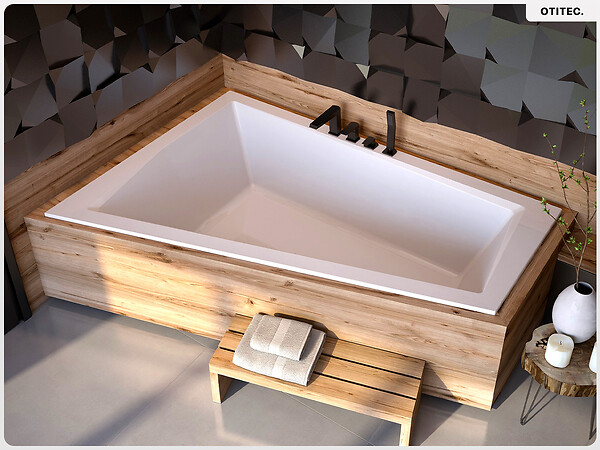 BESCO - Baignoire asymétrique - 180 x 125 cm - Gauche - sans Habillage - avec Pieds - Vidage Chrome - INTIMA DUO SLIM - large