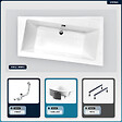 BESCO - Baignoire asymétrique - 170 x 110 cm - Droite - avec Habillage - Pieds - Vidage Chrome - INFINITY - vignette