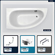 BESCO - Baignoire asymétrique - 150 x 70 cm - Gauche - avec Habillage - Pieds - Poignées - Repose-tête - Vidage Chrome - MILENA PREMIUM - vignette