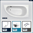 BESCO - Baignoire asymétrique - 150 x 70 cm - Droite - avec Habillage - Pieds - Poignées - Repose-tête - Vidage Chrome - MILENA PREMIUM - vignette