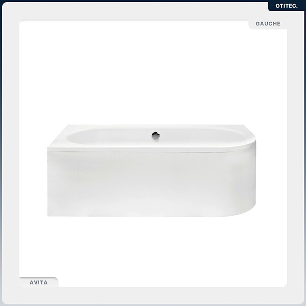 BESCO - Baignoire asymétrique - 180 x 80 cm - Gauche - avec Habillage - Pieds - Vidage Chrome - AVITA - large