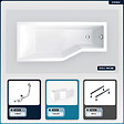 BESCO - Baignoire asymétrique - 150 x 75 cm - Gauche - avec Tablier - Pieds - Vidage Chrome - INTEGRA - vignette