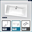 BESCO - Baignoire asymétrique - 160 x 100 cm - Droite - avec Tablier Blanc - Pieds - Vidage Chrome - INFINITY - vignette
