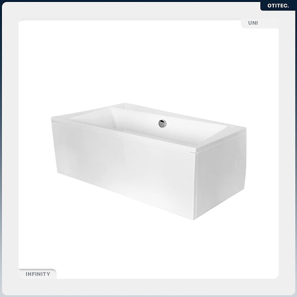 BESCO - Baignoire asymétrique - 160 x 100 cm - Droite - avec Tablier Blanc - Pieds - Vidage Chrome - INFINITY - large