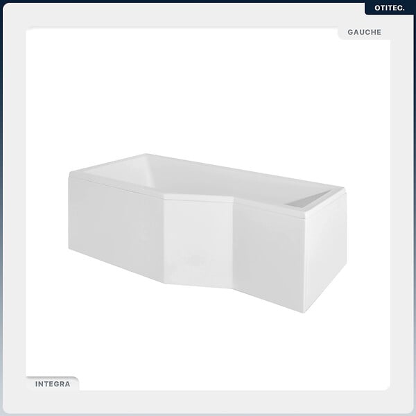 BESCO - Baignoire asymétrique - 150 x 75 cm - Gauche - sans Habillage - avec Pieds - Vidage Chrome - INTEGRA - large