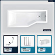 BESCO - Baignoire asymétrique - 150 x 75 cm - Gauche - avec Tablier - Pieds - Pare Baignoire 3 Volets - Vidage Chrome - INTEGRA - vignette