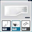 BESCO - Baignoire asymétrique - 170 x 75 cm - Gauche - avec Habillage - Pieds - Vidage Chrome - INTEGRA - vignette