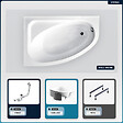 BESCO - Baignoire asymétrique - 150 x 100 cm - Gauche - avec Habillage - Pieds - Vidage Chrome - CORNEA - vignette