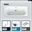 BESCO - Baignoire asymétrique - 160 x 75 cm - Droite - avec Habillage - Pieds - Vidage Chrome - AVITA - vignette