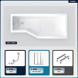 BESCO - Baignoire asymétrique - 170 x 75 cm - Droite - sans Habillage - avec Pieds - Pare Baignoire 3 Volets - Vidage Chrome - INTEGRA - vignette