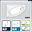 BESCO - Baignoire asymétrique - 160 x 100 cm - Gauche - avec Tablier - Pieds - Repose-tête - Vidage Chrome - RIMA - vignette