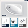 BESCO - Baignoire asymétrique - 150 x 100 cm - Droite - avec Habillage - Pieds - Vidage Chrome - CORNEA - vignette