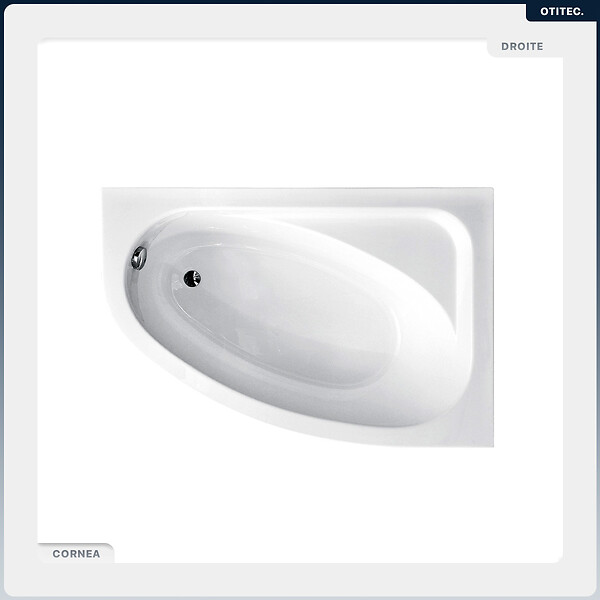 BESCO - Baignoire asymétrique - 150 x 100 cm - Droite - avec Habillage - Pieds - Vidage Chrome - CORNEA - large