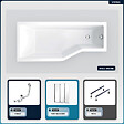 BESCO - Baignoire asymétrique - 170 x 75 cm - Gauche - sans Habillage - avec Pieds - Pare Baignoire 3 Volets - Vidage Chrome - INTEGRA - vignette