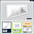 BESCO - Baignoire asymétrique - 170 x 125 cm - Gauche - sans Habillage - avec Pieds - 2 Repose-têtes - Étagère bambou - Vidage Chrome - INTIMA DUO - vignette