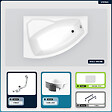 BESCO - Baignoire asymétrique - 150 x 95 cm - Gauche - avec Habillage - Pieds - Repose-tête - Vidage Chrome - RIMA - vignette