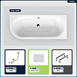 BESCO - Baignoire asymétrique - 180 x 80 cm - Droite - sans Habillage - avec Pieds - Repose-tête - Vidage Chrome - AVITA - vignette