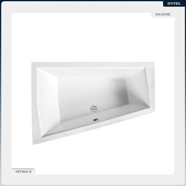 BESCO - Baignoire asymétrique - 180 x 125 cm - Gauche - sans Habillage - avec Pieds - 2 Repose-têtes - Vidage Chrome - INTIMA DUO - large