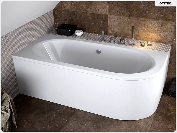 BESCO - Baignoire asymétrique - 170 x 75 cm - Gauche - avec Habillage - Pieds - Vidage Chrome - AVITA - large