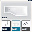 BESCO - Baignoire asymétrique - 150 x 75 cm - Droite - avec Tablier - Pieds - Vidage Chrome - INTEGRA - vignette