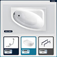 BESCO - Baignoire asymétrique - 150 x 100 cm - Droite - avec Tablier Blanc - Pieds - Vidage Chrome - CORNEA - vignette