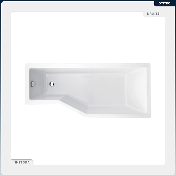 BESCO - Baignoire asymétrique - 170 x 75 cm - Droite - avec Tablier - Pieds - Vidage Chrome - INTEGRA - large