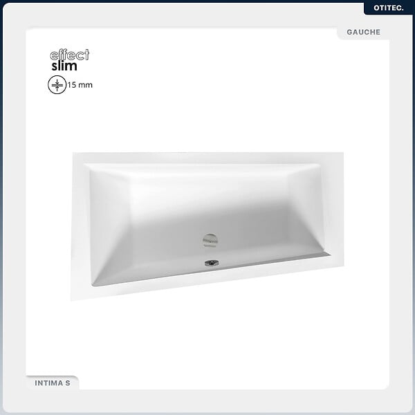 BESCO - Baignoire asymétrique - 160 x 90 cm - Gauche - sans Habillage - avec Pieds - Vidage Chrome - INTIMA SLIM - large