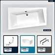 BESCO - Baignoire asymétrique - 160 x 100 cm - Gauche - avec Tablier Blanc - Pieds - Vidage Chrome - INFINITY - vignette