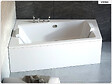 BESCO - Baignoire asymétrique - 160 x 100 cm - Gauche - avec Tablier Blanc - Pieds - Vidage Chrome - INFINITY - vignette
