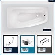 BESCO - Baignoire asymétrique - 150 x 80 cm - Gauche - avec Habillage - Pieds - Vidage Chrome - LUNA - vignette