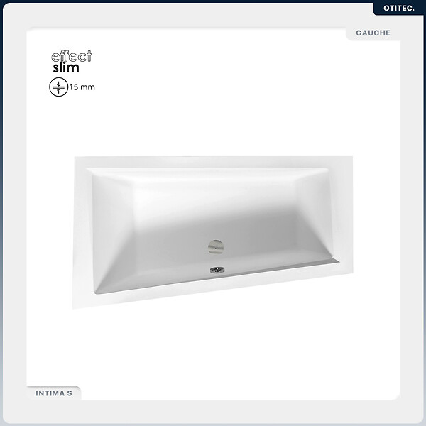 BESCO - Baignoire asymétrique - 160 x 90 cm - Gauche - avec Habillage - Pieds - Vidage Chrome - INTIMA SLIM - large