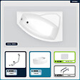 BESCO - Baignoire asymétrique - 160 x 100 cm - Droite - avec Tablier - Pieds - Repose-tête - Vidage Chrome - RIMA - vignette