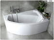 BESCO - Baignoire asymétrique - 160 x 100 cm - Droite - avec Tablier - Pieds - Repose-tête - Vidage Chrome - RIMA - vignette