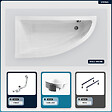BESCO - Baignoire asymétrique - 150 x 70 cm - Gauche - avec Habillage - Pieds - Vidage Chrome - PRAKTIKA - vignette