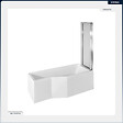 BESCO - Baignoire asymétrique - 170 x 75 cm - Droite - avec Habillage - Pieds - Pare Baignoire 3 Volets - Vidage Chrome - INTEGRA - vignette