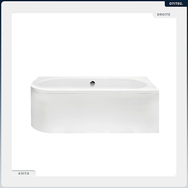 BESCO - Baignoire asymétrique - 180 x 80 cm - Droite - avec Habillage - Pieds - Vidage Chrome - AVITA - large