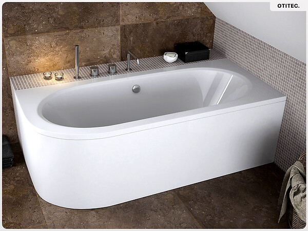 BESCO - Baignoire asymétrique - 180 x 80 cm - Droite - avec Habillage - Pieds - Vidage Chrome - AVITA - large