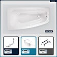 BESCO - Baignoire asymétrique - 150 x 80 cm - Gauche - avec Tablier - Pieds - Vidage Chrome - LUNA - vignette