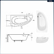 BESCO - Baignoire asymétrique - 150 x 70 cm - Gauche - avec Tablier - Pieds - Vidage Chrome - MILENA - vignette