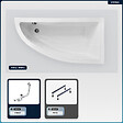 BESCO - Baignoire asymétrique - 150 x 70 cm - Droite - sans Habillage - avec Pieds - Vidage Chrome - PRAKTIKA - vignette