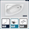BESCO - Baignoire asymétrique - 150 x 100 cm - Gauche - avec Habillage - Pieds - Vidage Chrome - NATALIA - vignette