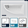 BESCO - Baignoire asymétrique - 150 x 70 cm - Droite - avec Tablier - Pieds - Vidage Chrome - PRAKTIKA - vignette