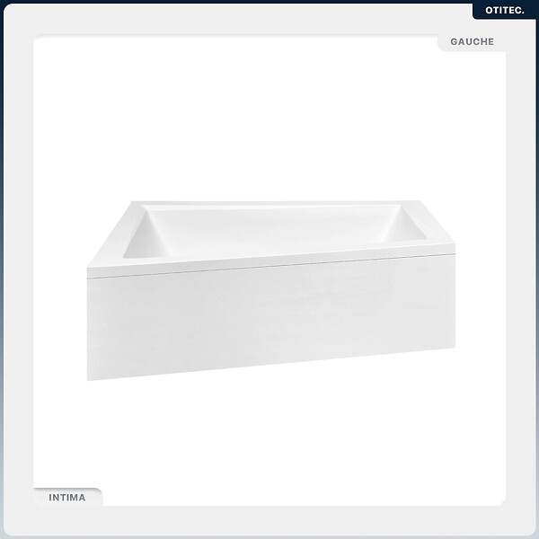 BESCO - Baignoire asymétrique - 150 x 85 cm - Gauche - avec Habillage - Pieds - Vidage Chrome - INTIMA - large
