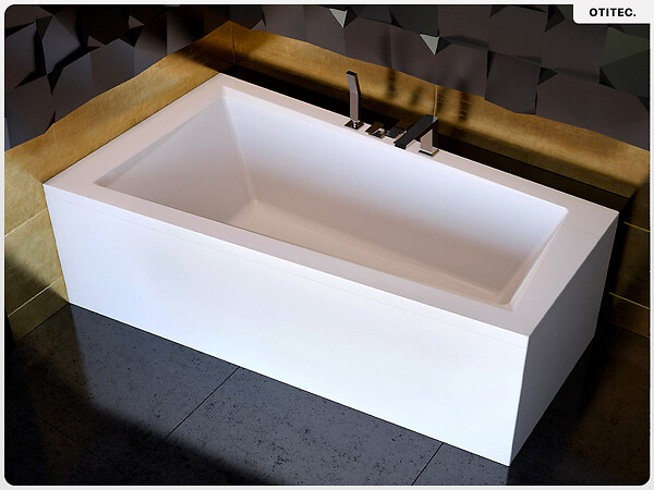 BESCO - Baignoire asymétrique - 150 x 85 cm - Gauche - avec Habillage - Pieds - Vidage Chrome - INTIMA - large