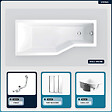 BESCO - Baignoire asymétrique - 170 x 75 cm - Gauche - avec Habillage - Pieds - Pare Baignoire 3 Volets - Vidage Chrome - INTEGRA - vignette