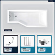 BESCO - Baignoire asymétrique - 150 x 75 cm - Droite - avec Habillage - Pieds - Pare Baignoire 3 Volets - Vidage Chrome - INTEGRA - vignette